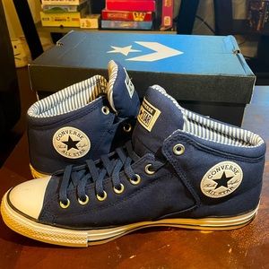 Navy high top converse